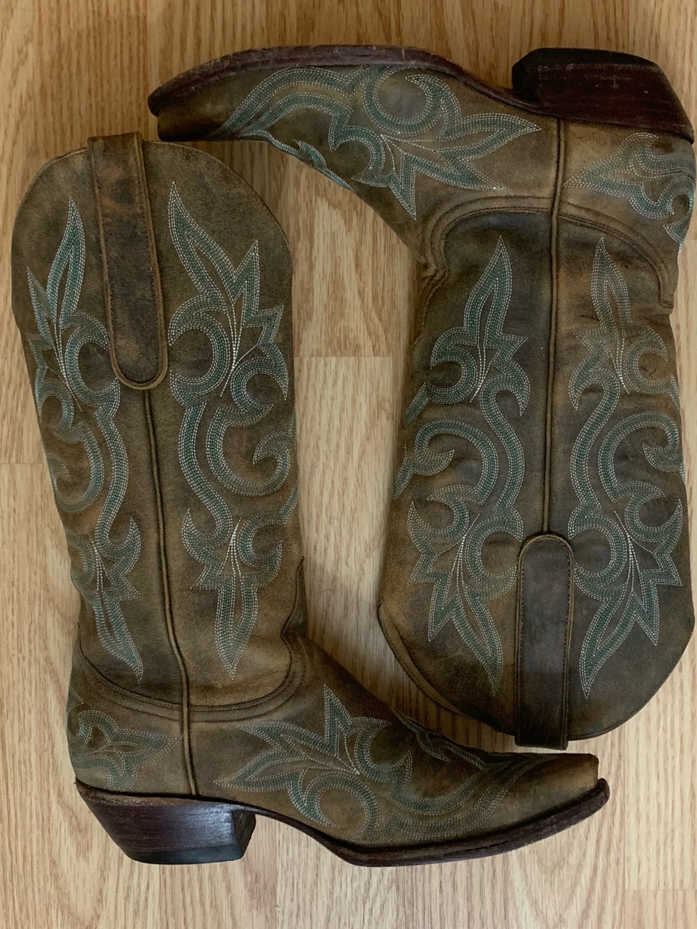 Old Gringo Brown Suede Western Cowboy Boots with Turquoise Stitching Size 7 1/2
